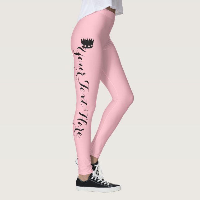 Personalized Crown Blush Pink Leggings (Right)