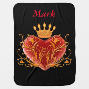 Personalized Crown Filigree Heart Baby Blanket
