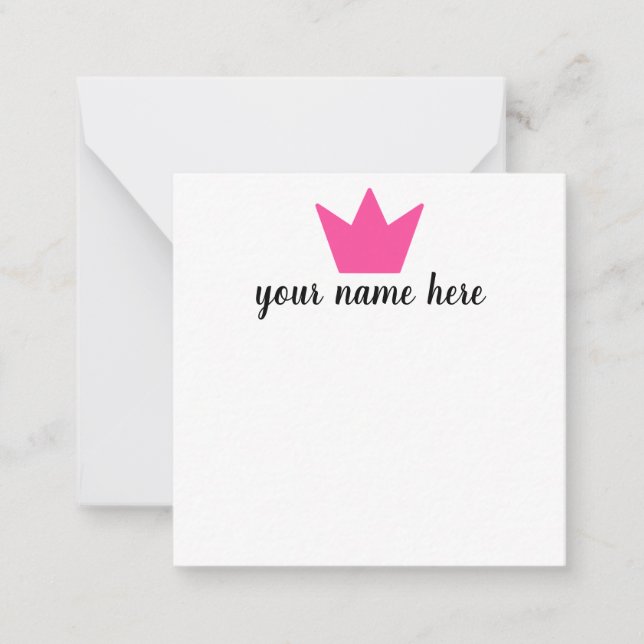 Personalized Crown Girls Notecards (Front)