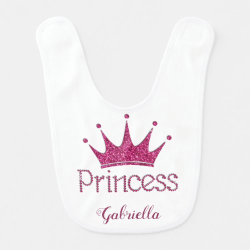 Personalized Crown Princess Baby Bib