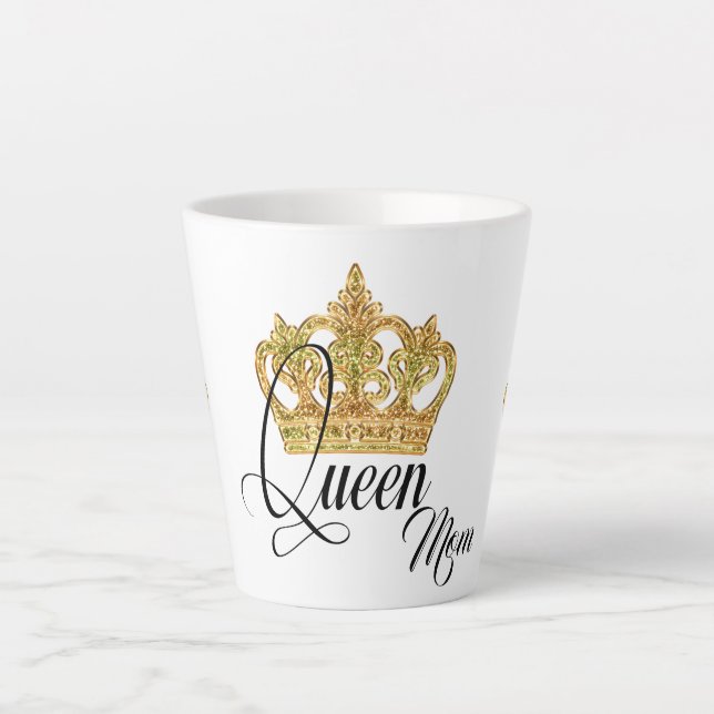 Personalized Crown Queen Mom Latte Mug (Front)