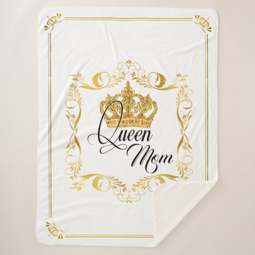 Personalized Crown Queen Mom _ Sherpa Blanket