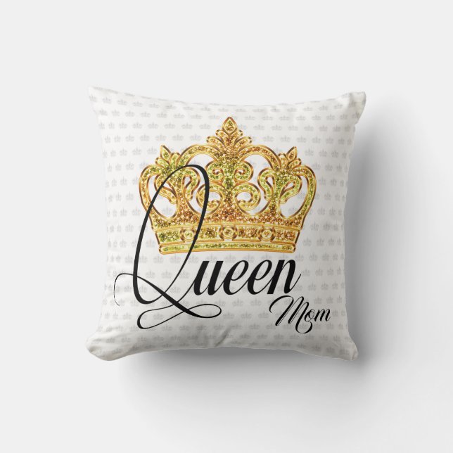Personalized Crown Queen Mom Throw Pillow (Front)