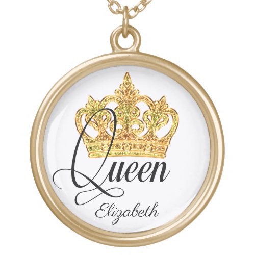 Personalized Crown Queen Pendant Necklace