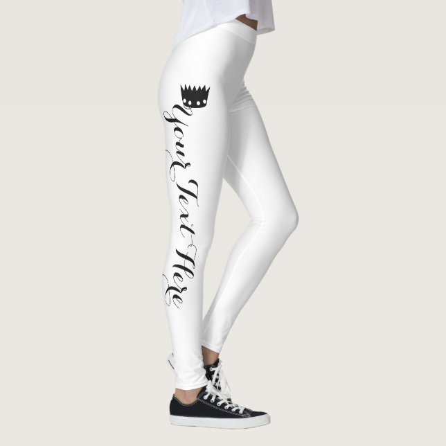 Personalized Crown White Black Leggings (Right)