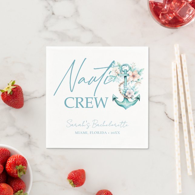 Personalized Cruise Bachelorette Party Nauti Crew Napkins (Insitu)