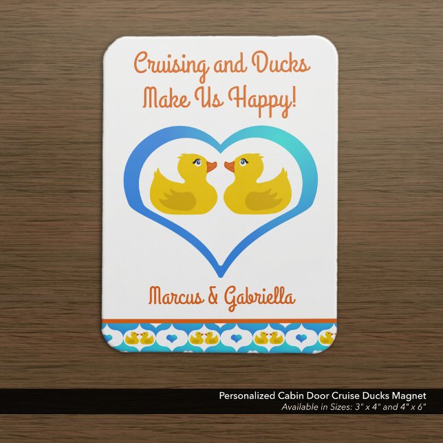 Personalized Cruising Ducks Cabin Door Magnet (Decorate Your Stateroom Door with a Cute Cruising Ducks Magnet–Customized with Your Name.)