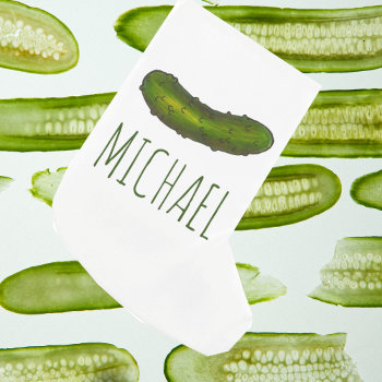 Personalized Crunchy Green Dill Sour Pickle Foodie Small Christmas Stocking by rebeccaheartsny at Zazzle