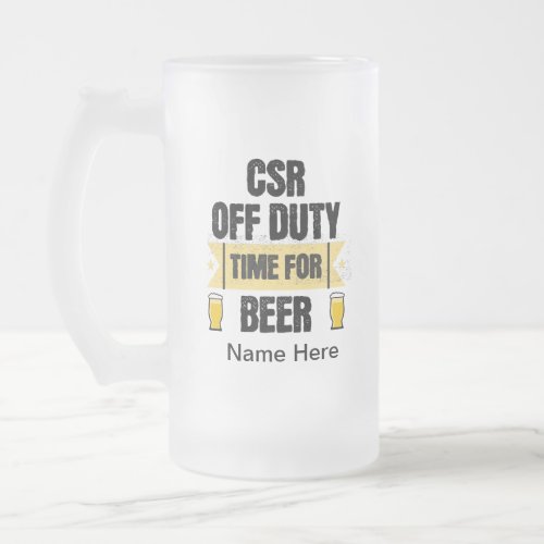 Personalized CSR Off Duty Time For Beer Frosted Glass Beer Mug
