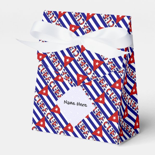 Personalized Cuba Dark Blue Flag Tiled Favor Boxes (Front Side)