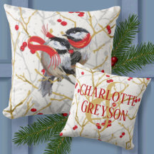 Personalized Cuddling Winter Chickadees