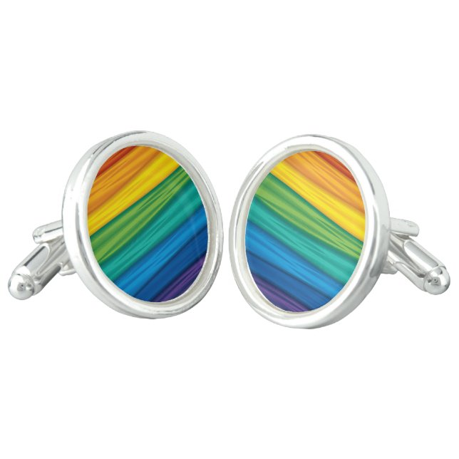 Personalized Cuff Links  lgbtq rainbow flag lesbia (Angled)