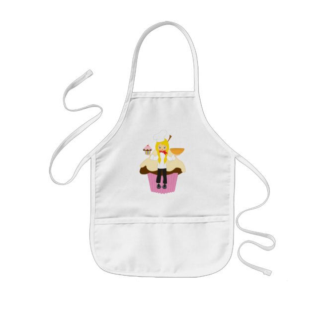 Personalized cup cake maker baker pink kids' apron (Front)