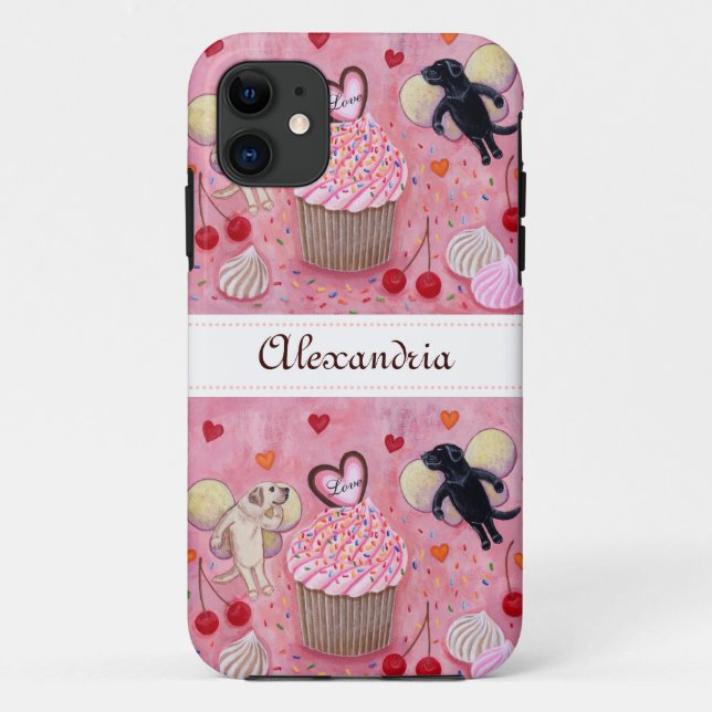 Personalized Cupcake and Labrador Fairies Case-Mate iPhone Case (Back)