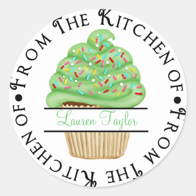 Personalized Cupcake Baking  Kitchen Stickers (Front)
