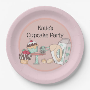 Personalized Cupcake Baking Party Paper Plates