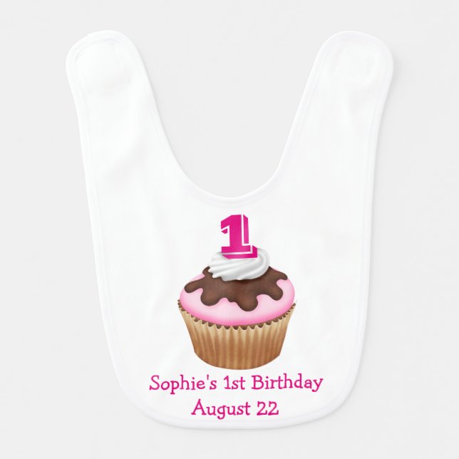 Personalized Cupcake Birthday Bib (Front)