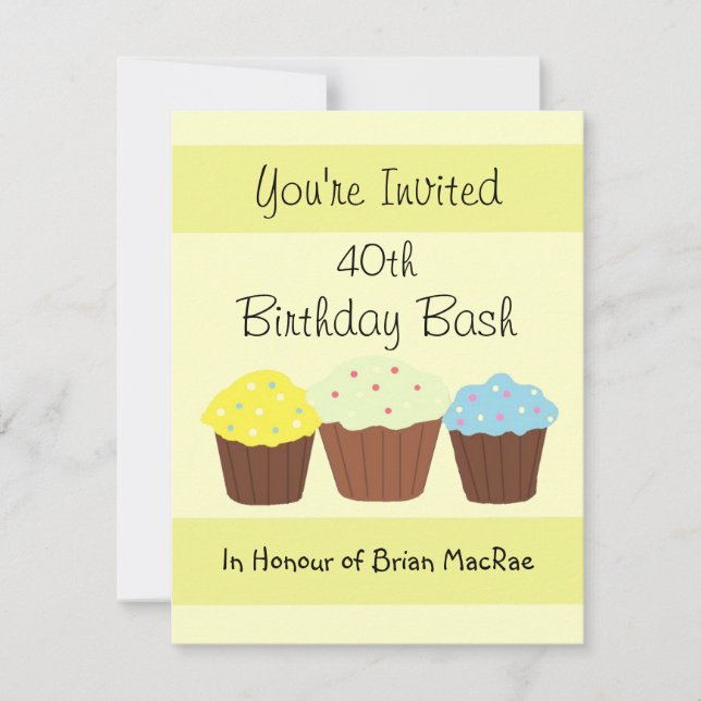 Personalized Cupcake Birthday Invitation (Front)