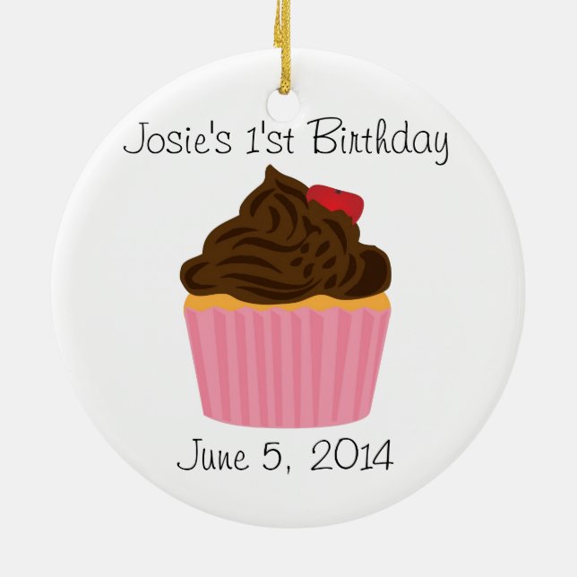 Personalized Cupcake Birthday Ornament (Back)