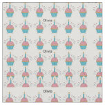 Personalized Cupcake BirthdayCustom Name Pink Blue Fabric