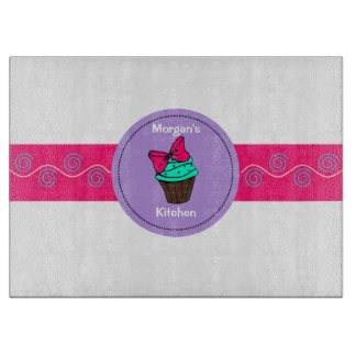 Personalized Cupcake Glass Cutting Board