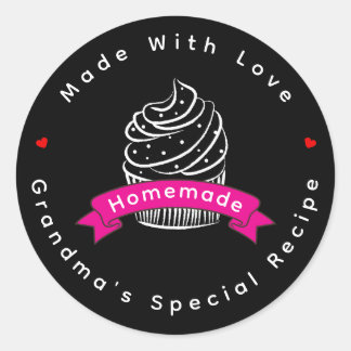 Personalized Cupcake Homemade Made With Love Classic Round Sticker