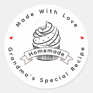 Personalized Cupcake Homemade Made With Love Classic Round Sticker