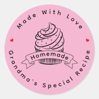 Personalized Cupcake Homemade Made With Love Classic Round Sticker