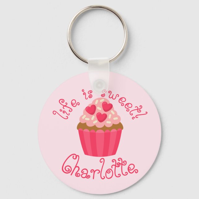 Personalized Cupcake Keychain (Front)