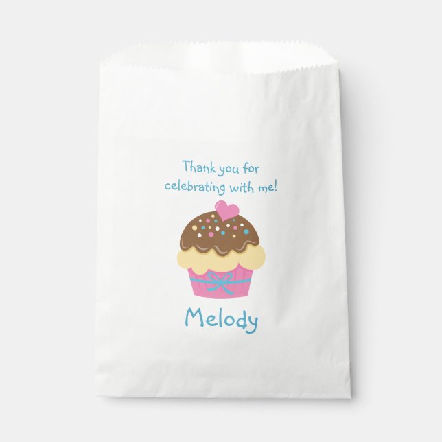 Personalized Cupcake Party Favor Bag for Kids (Front)