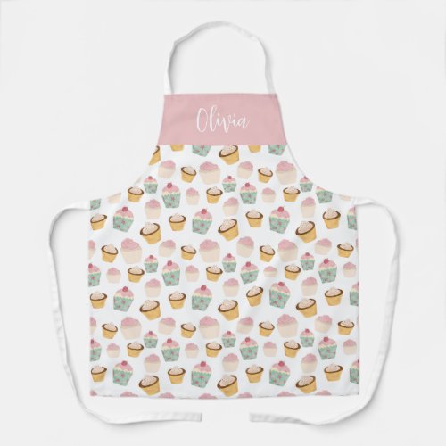 Personalized Cupcake pattern Apron