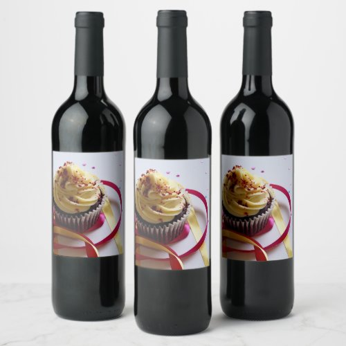 Personalized cupcake wine label