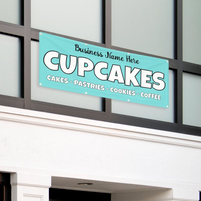 Personalized Cupcakes Bakery Banner (Outside Building)