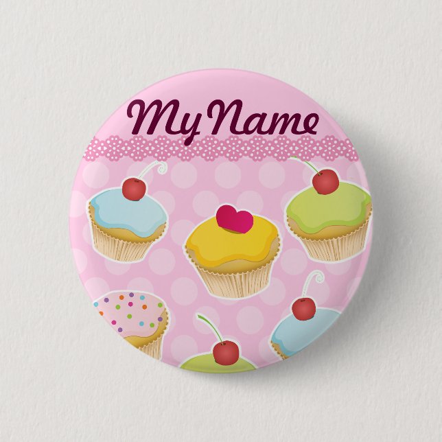 Personalized Cupcakes Pinback Button (Front)