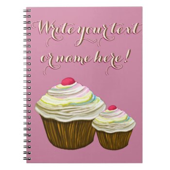 Personalized Cupcakes- Pink Cupcake Notebook by myMegaStore at Zazzle