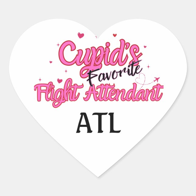 Personalized Cupid-Themed Flight Attendant Sticker (Front)