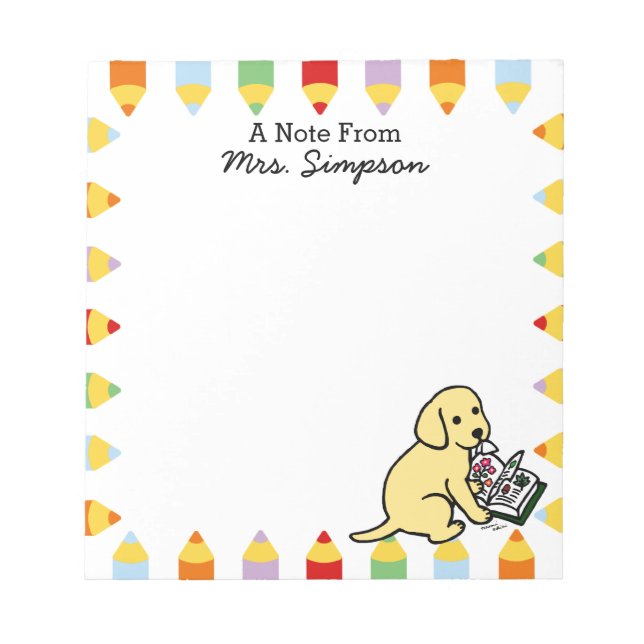 Personalized Curious Yellow Labrador Notepads (Front)