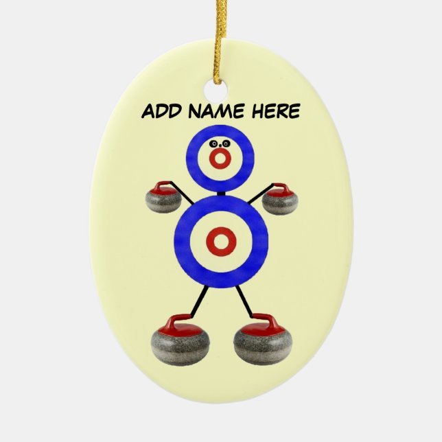 Personalized Curling Star Ceramic Ornament (Front)