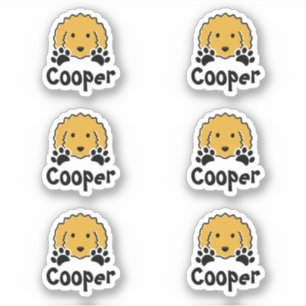Personalized Curly Yellow Dog Name  Sticker