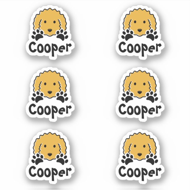 Personalized Curly Yellow Dog Name  Sticker (Front)