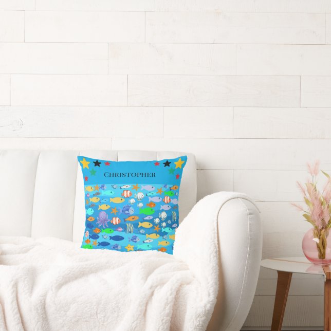 Personalized cushion - fish design - present idea  (Couch)