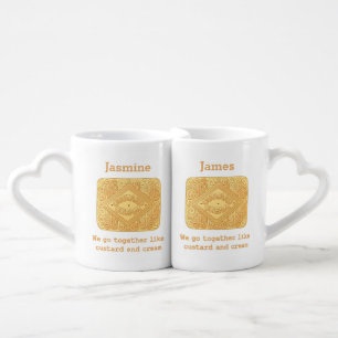 Personalized Custard Cream Heart Shaped Mugs