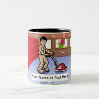 Personalized Custodian - Male Cartoon Two-Tone Coffee Mug