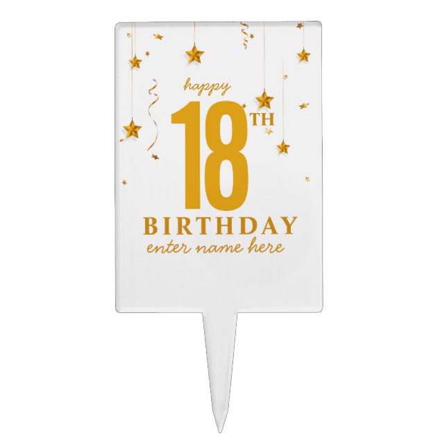 Personalized custom 18th birthday cake topper (Front)
