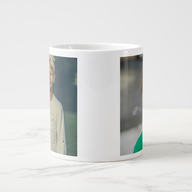 Personalized Custom 2 Photo Double Sided Giant Coffee Mug (Front)