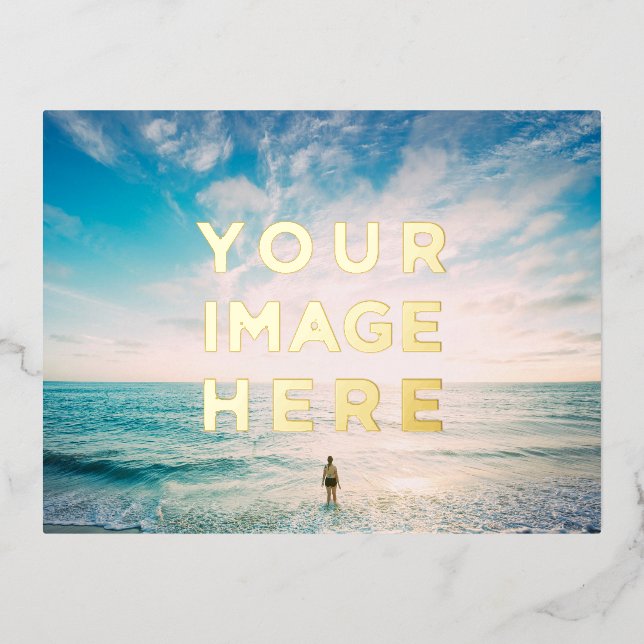 Personalized Custom 2 Photo Foil Holiday Postcard (Front)