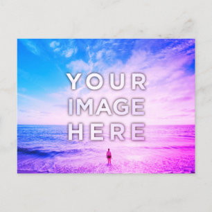 Personalized Custom 2 Photo Purple Retrowave Postcard