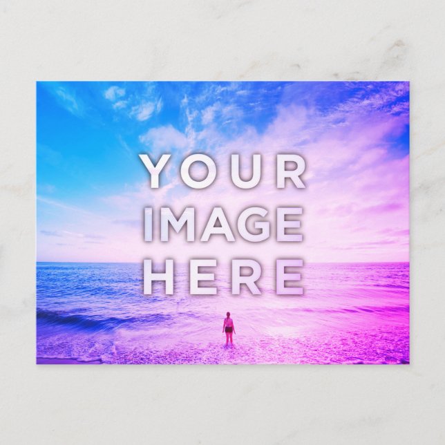 Personalized Custom 2 Photo Purple Retrowave Postcard (Front)