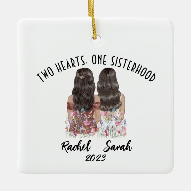  Personalized Custom 2 sisters Ceramic Ornament (Front)