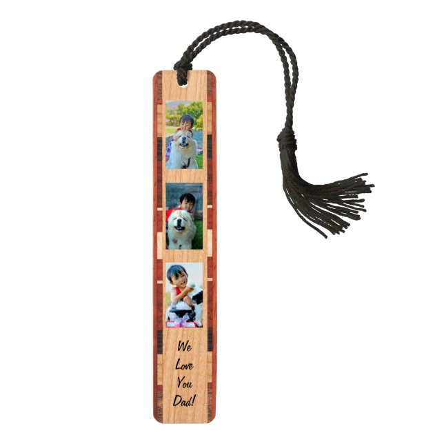 Personalized Custom 3-Photo Gift Father's Day Bookmark (Front)
